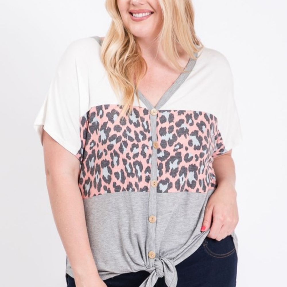 Colorblocked Tie Front Top NWT - Picture 1 of 5